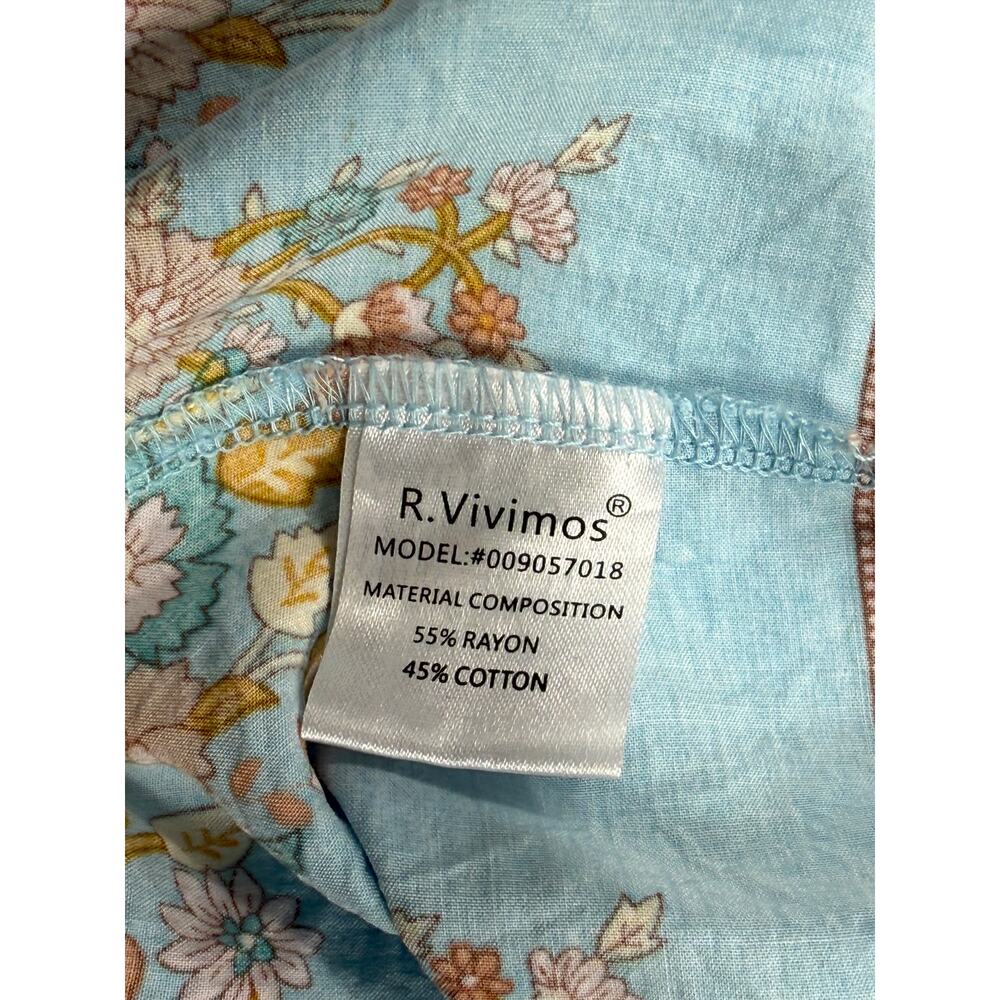 R.Vivimos turquoise and peach Sz 6 floral boho long-sleeve midi dress - Picture 9 of 12